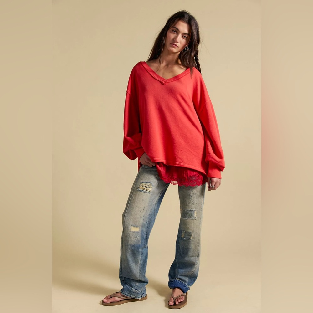 NWOT Free People Venice V-neck Pullover